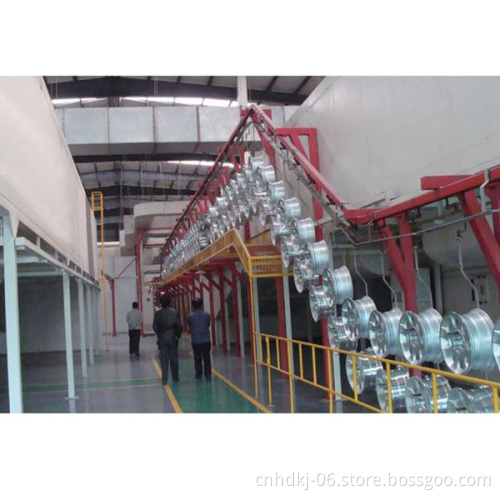 Monorail overhead conveyor system for car wheels powder coating line,single point loading weight 100kg